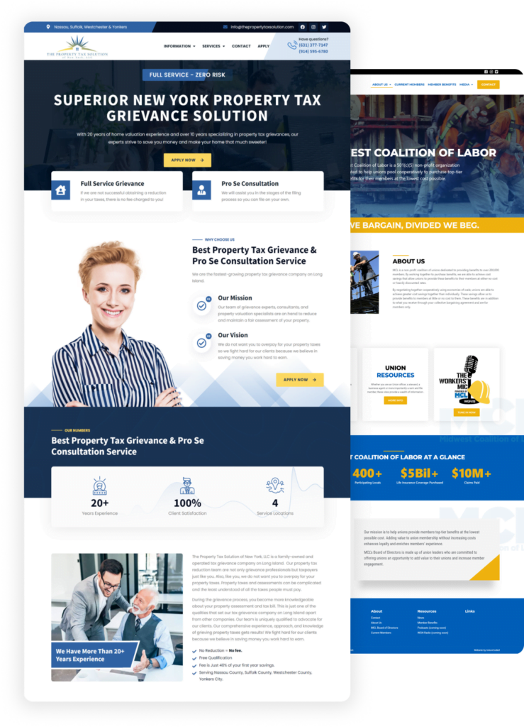 Website design mockups