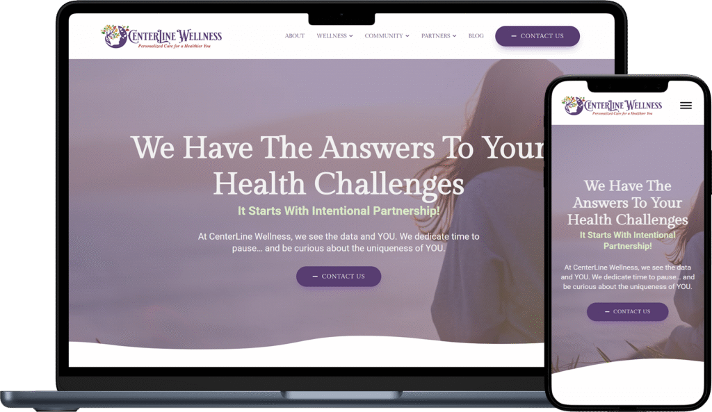 Responsive website design mockup for Centerline Wellness