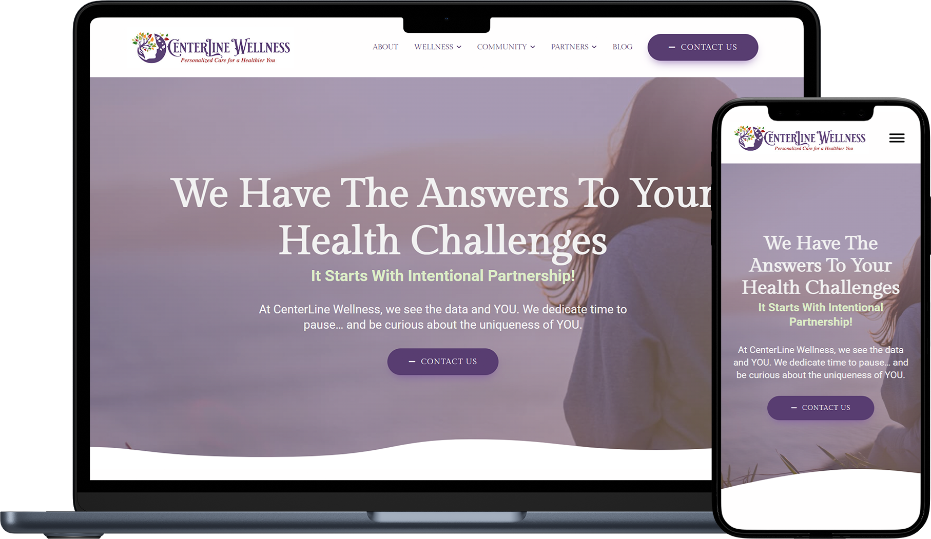 Responsive website design mockup for Centerline Wellness