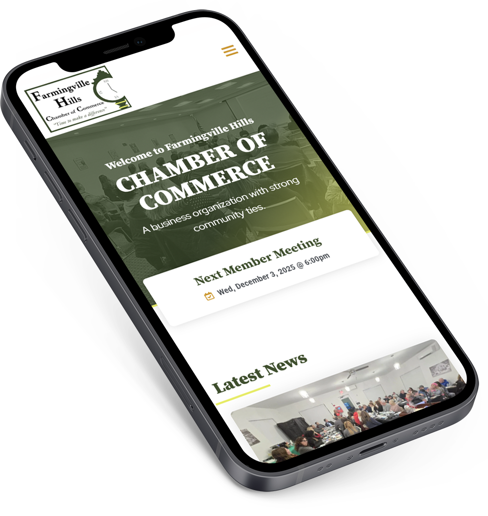 mobile website design mockup for Farmingville Chamber of Commerce
