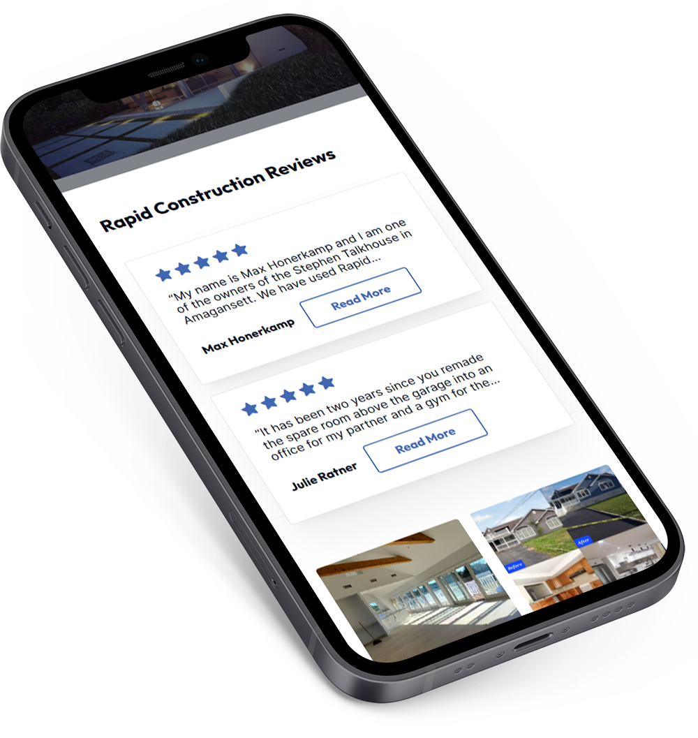 mobile website design mockup for Rapid Construction Management