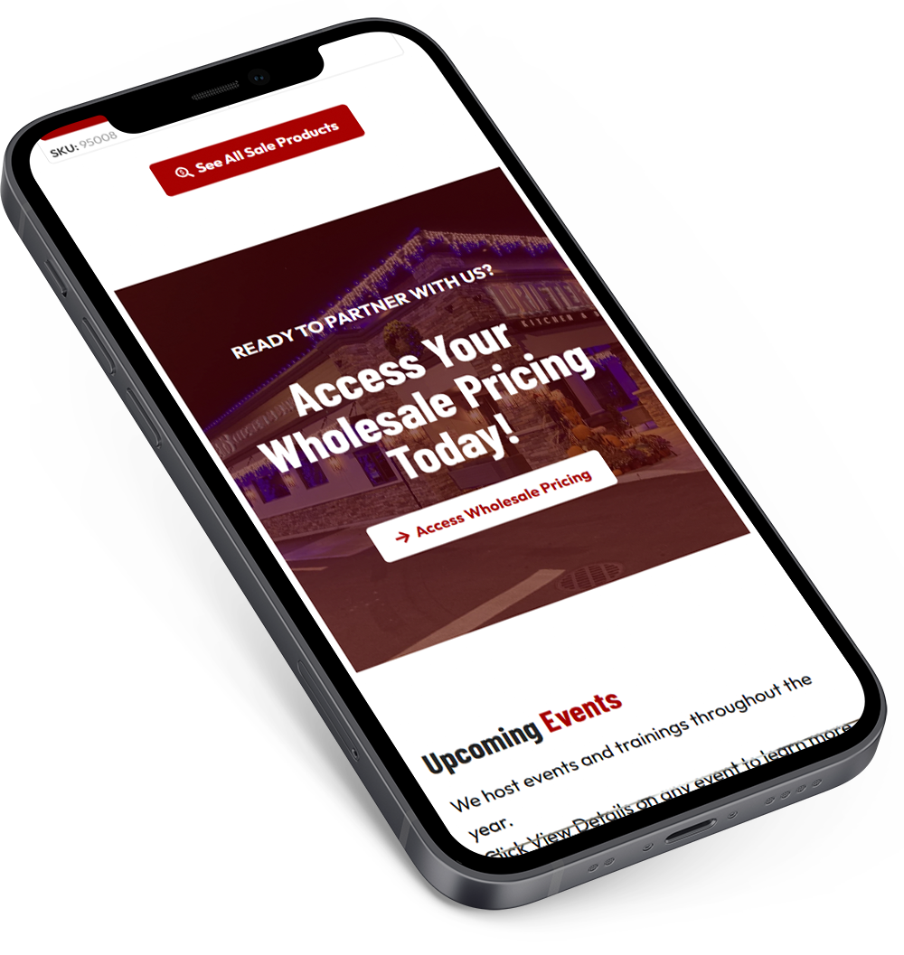 mobile website design mockup for Thunder Lighting Supply