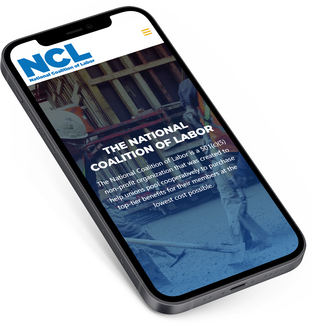 mobile website design mockup for National Coalition of Labor